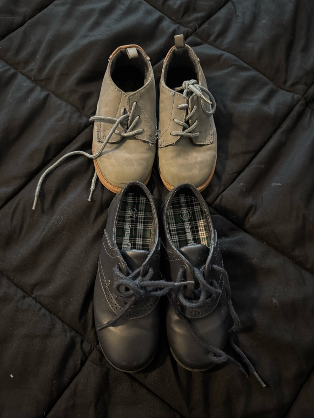Toddler Boy’s Casual Lace-Up Shoes in Gray and Black - 2 Pack Bundle Lot